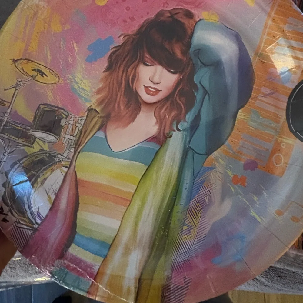 Taylor Swift Party Supplies with Pink and Blue Accents